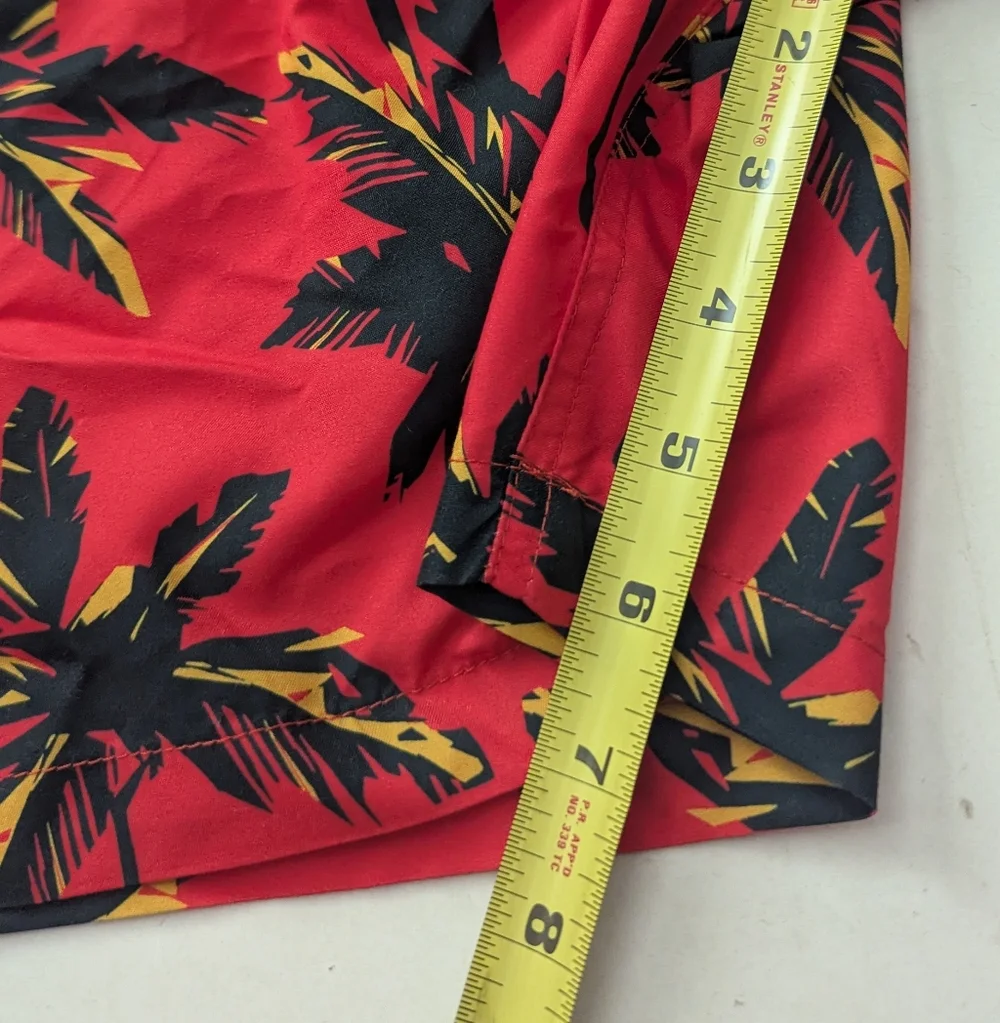 Rodd & Gunn Thompsons Cove Crimson Red Swim Trunks with Palm Tree Print Size XL